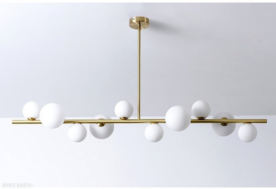 Horizontal Linear Ceiling Hanging Chandelier with Ball Lamps-Nobipets