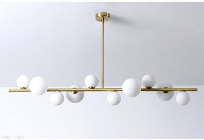Horizontal Linear Ceiling Hanging Chandelier with Ball Lamps-Nobipets