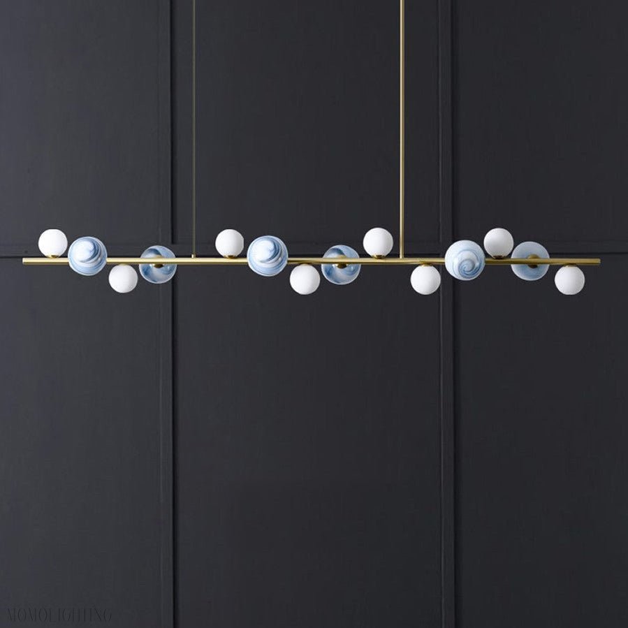 Horizontal Linear Ceiling Hanging Chandelier with Ball Lamps-Nobipets