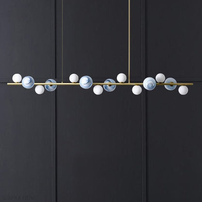 Horizontal Linear Ceiling Hanging Chandelier with Ball Lamps-Nobipets