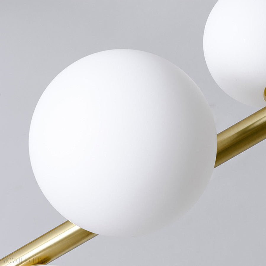 Horizontal Linear Ceiling Hanging Chandelier with Ball Lamps-Nobipets