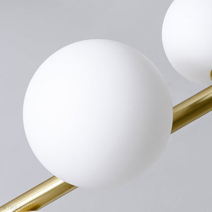 Horizontal Linear Ceiling Hanging Chandelier with Ball Lamps-Nobipets