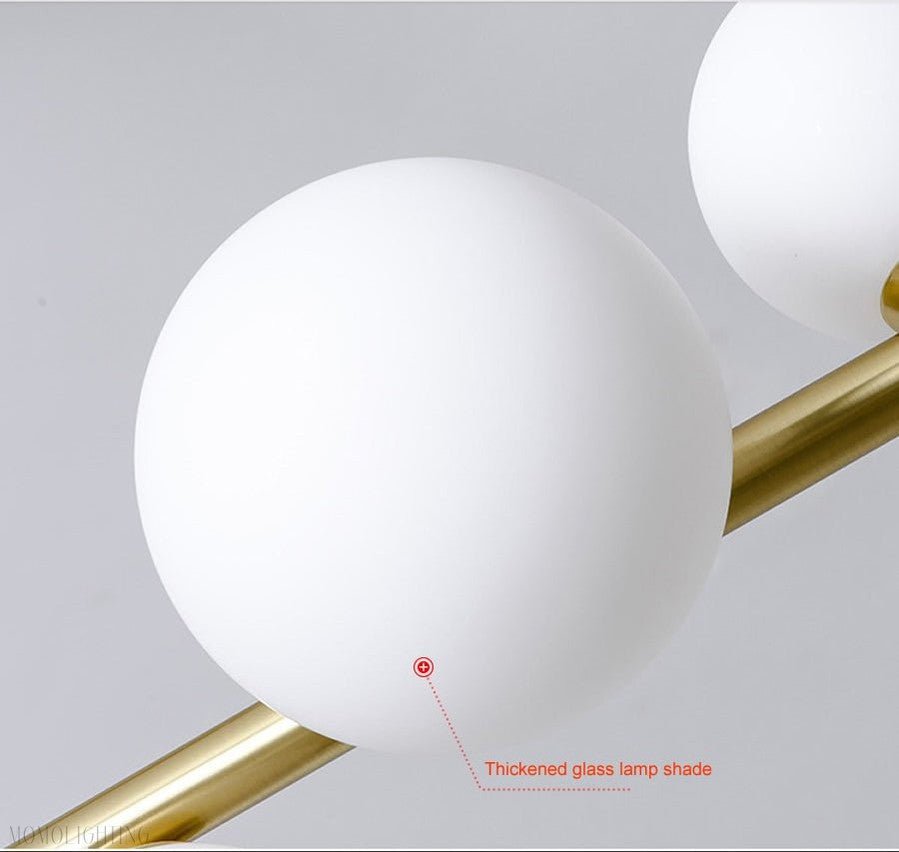 Horizontal Linear Ceiling Hanging Chandelier with Ball Lamps-Nobipets