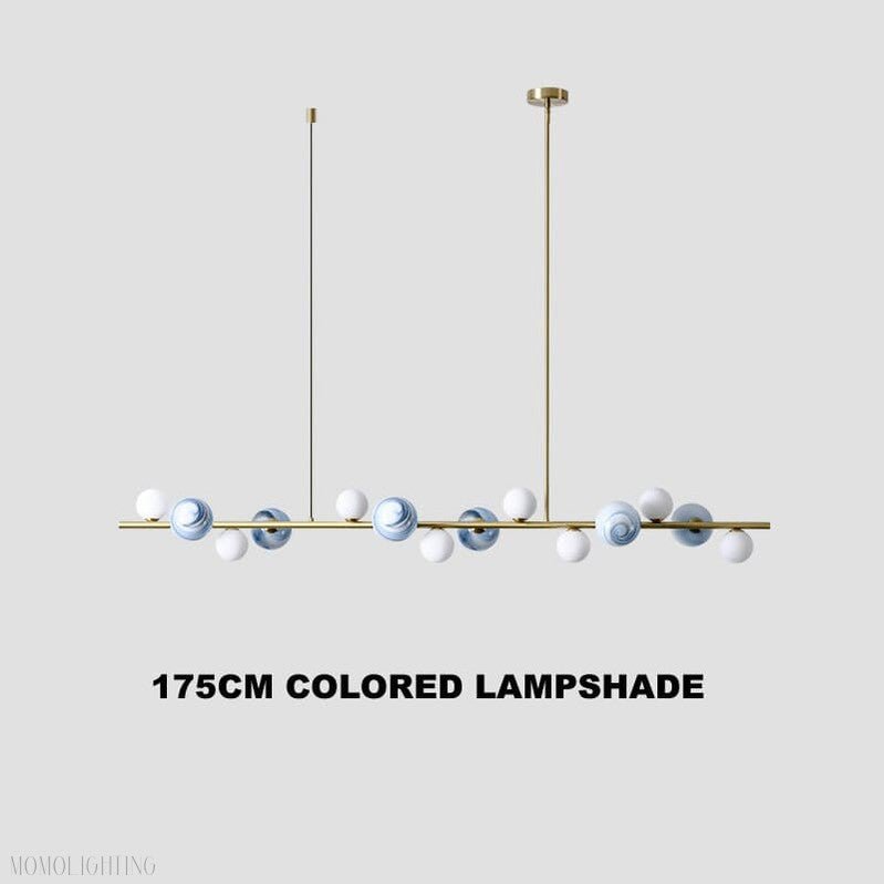 Horizontal Linear Ceiling Hanging Chandelier with Ball Lamps-Nobipets