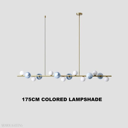 Horizontal Linear Ceiling Hanging Chandelier with Ball Lamps-Nobipets