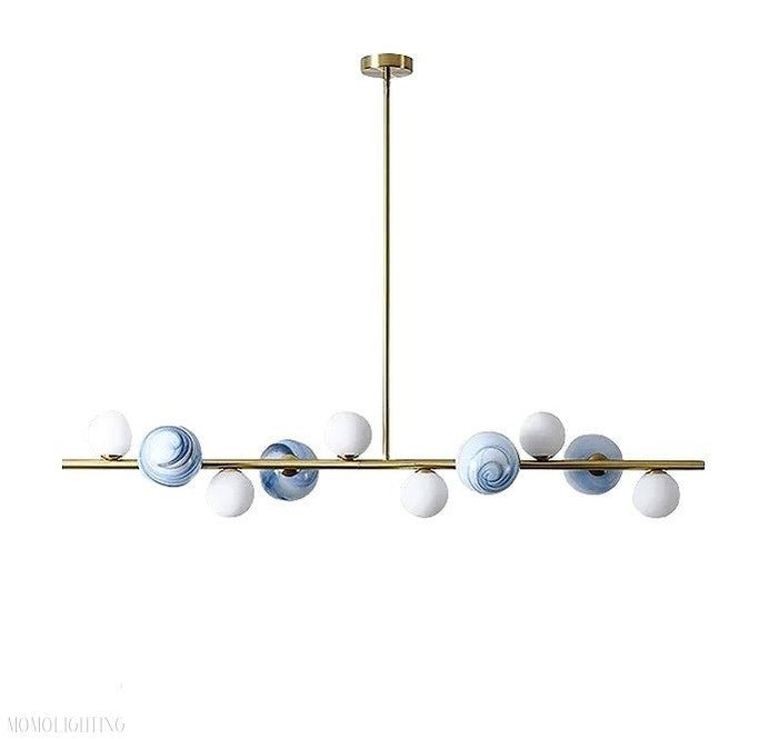 Horizontal Linear Ceiling Hanging Chandelier with Ball Lamps-Nobipets