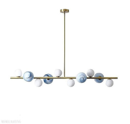 Horizontal Linear Ceiling Hanging Chandelier with Ball Lamps-Nobipets