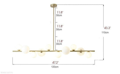 Horizontal Linear Ceiling Hanging Chandelier with Ball Lamps-Nobipets