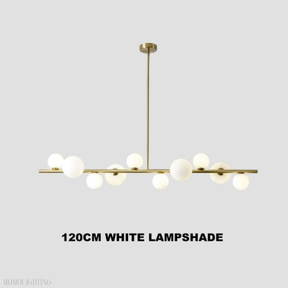 Horizontal Linear Ceiling Hanging Chandelier with Ball Lamps-Nobipets