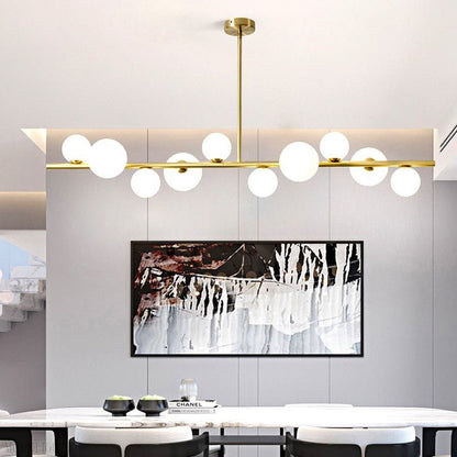 Horizontal Linear Ceiling Hanging Chandelier with Ball Lamps-Nobipets