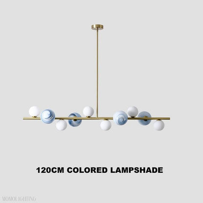 Horizontal Linear Ceiling Hanging Chandelier with Ball Lamps-Nobipets