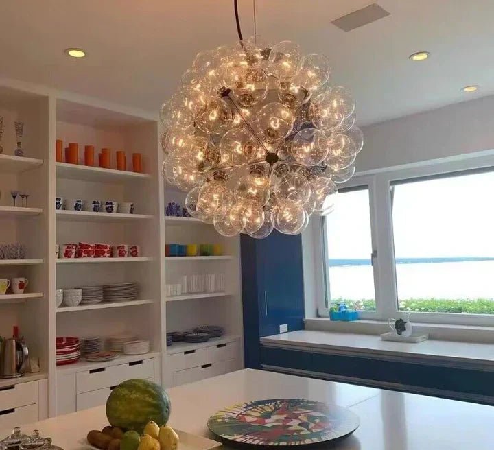 Italian Designer Creative Glass Ball Chandelier Scandinavian Dandelion Hallway/Entryway/Staircase Light Fixture-Nobipets