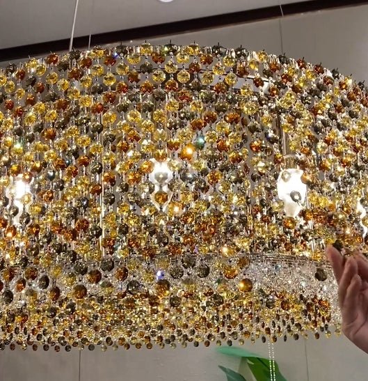 Italian Modern Light Luxury Round Crystal Chandelier Decorative Light Fixture for Living Room/Dining Room-Nobipets