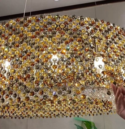 Italian Modern Light Luxury Round Crystal Chandelier Decorative Light Fixture for Living Room/Dining Room-Nobipets