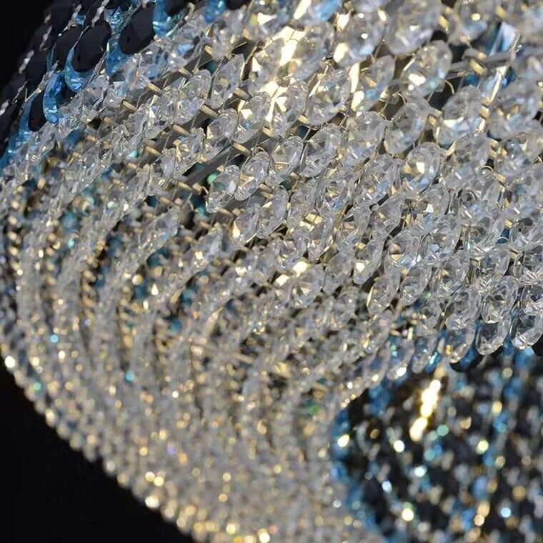 Italian Modern Light Luxury Round Crystal Chandelier Decorative Light Fixture for Living Room/Dining Room-Nobipets