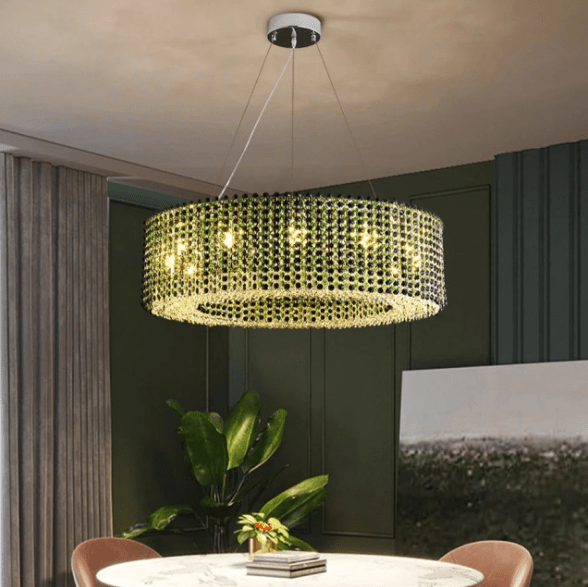 Italian Modern Light Luxury Round Crystal Chandelier Decorative Light Fixture for Living Room/Dining Room-Nobipets