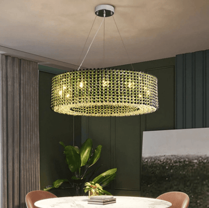 Italian Modern Light Luxury Round Crystal Chandelier Decorative Light Fixture for Living Room/Dining Room-Nobipets