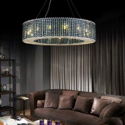 Italian Modern Light Luxury Round Crystal Chandelier Decorative Light Fixture for Living Room/Dining Room-Nobipets
