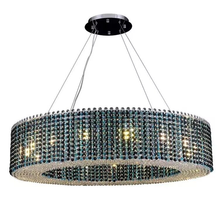Italian Modern Light Luxury Round Crystal Chandelier Decorative Light Fixture for Living Room/Dining Room-Nobipets