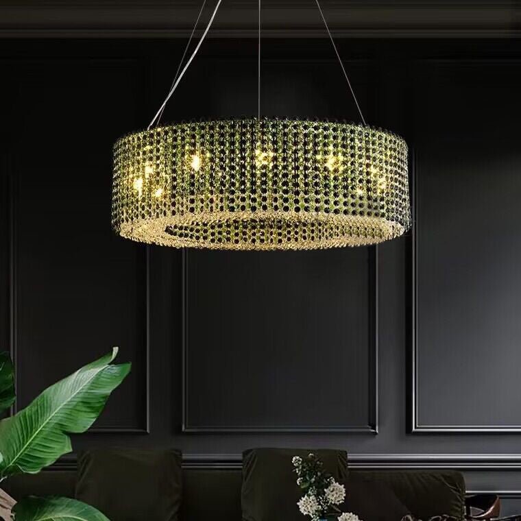 Italian Modern Light Luxury Round Crystal Chandelier Decorative Light Fixture for Living Room/Dining Room-Nobipets