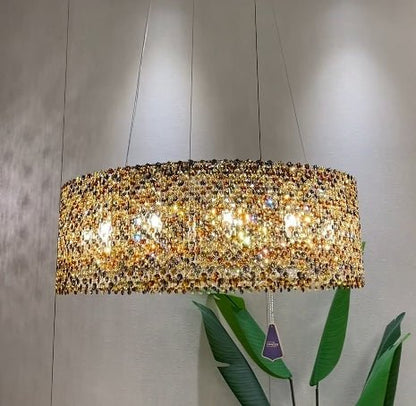 Italian Modern Light Luxury Round Crystal Chandelier Decorative Light Fixture for Living Room/Dining Room-Nobipets