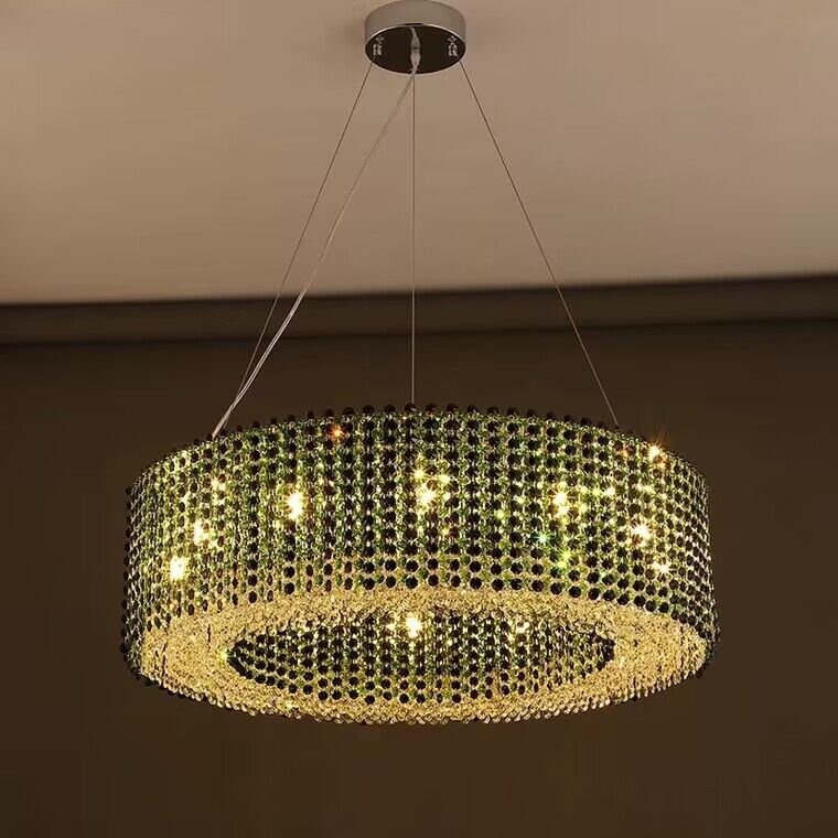 Italian Modern Light Luxury Round Crystal Chandelier Decorative Light Fixture for Living Room/Dining Room-Nobipets