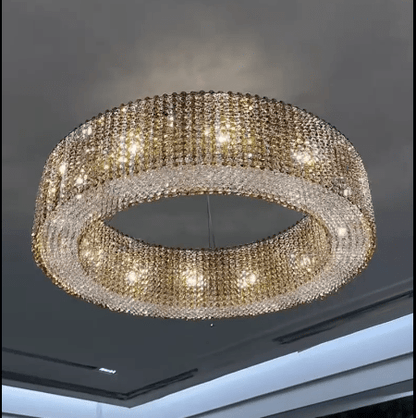 Italian Modern Light Luxury Round Crystal Chandelier Decorative Light Fixture for Living Room/Dining Room-Nobipets