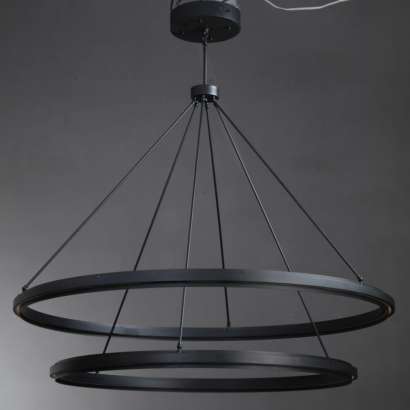 Knight Black 2-Tier Round Chandelier 60"-Nobipets