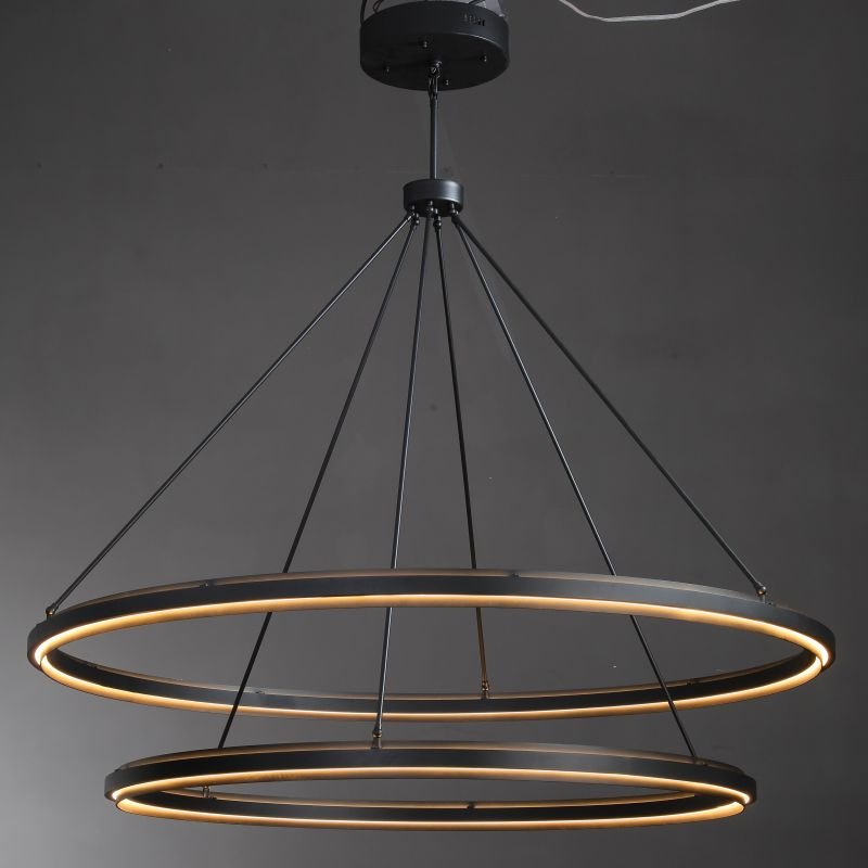 Knight Black 2-Tier Round Chandelier 60"-Nobipets