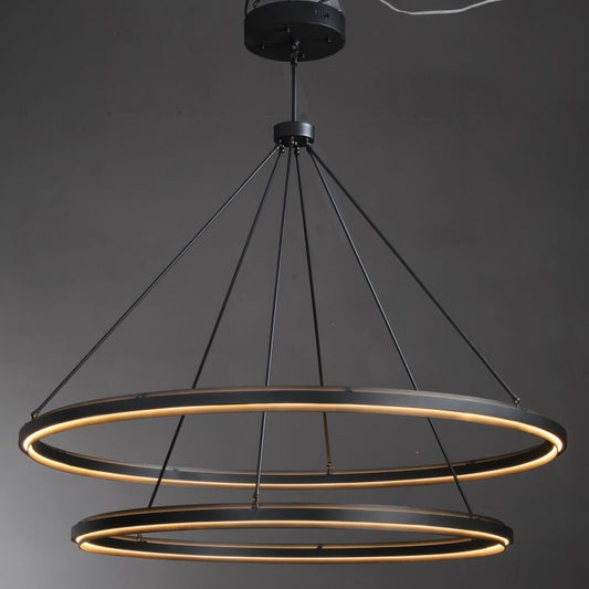 Knight Black 2-Tier Round Chandelier 60"-Nobipets