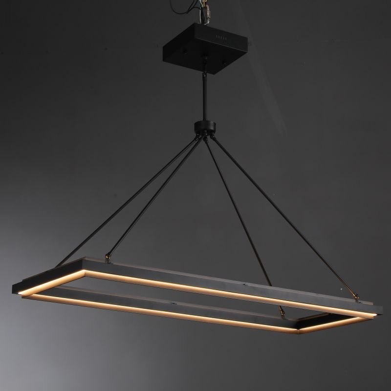 Knight Black Rectangular Chandelier 48"/62"-Nobipets