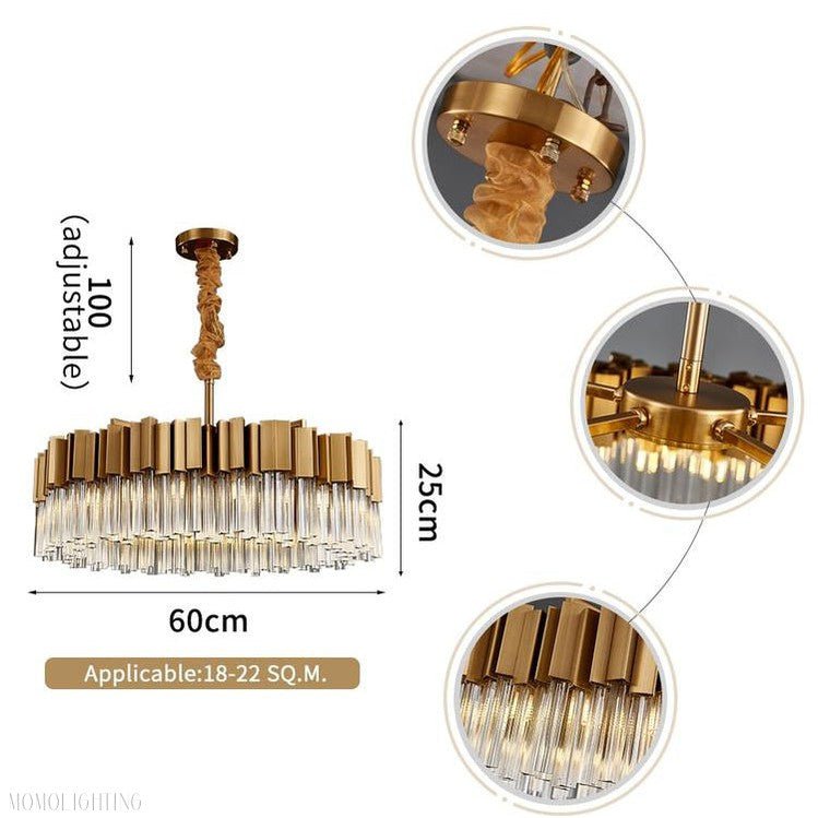 Kubica Round Crystal Chandelier-Nobipets