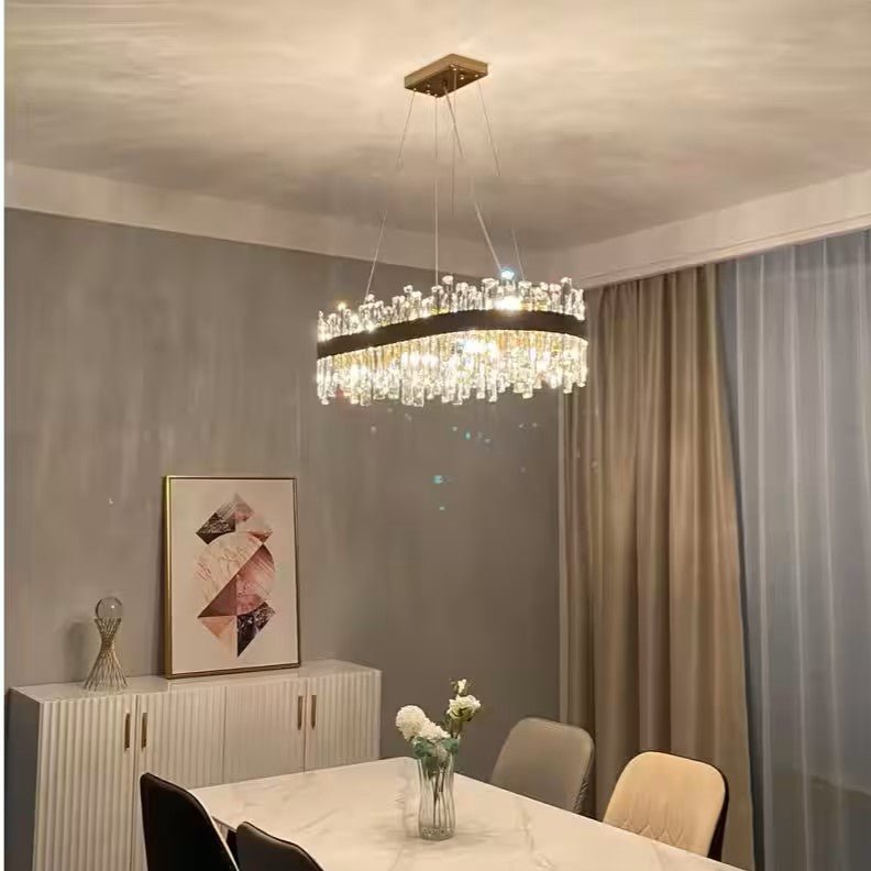 Lam Crystal Oval Chandelier-Nobipets