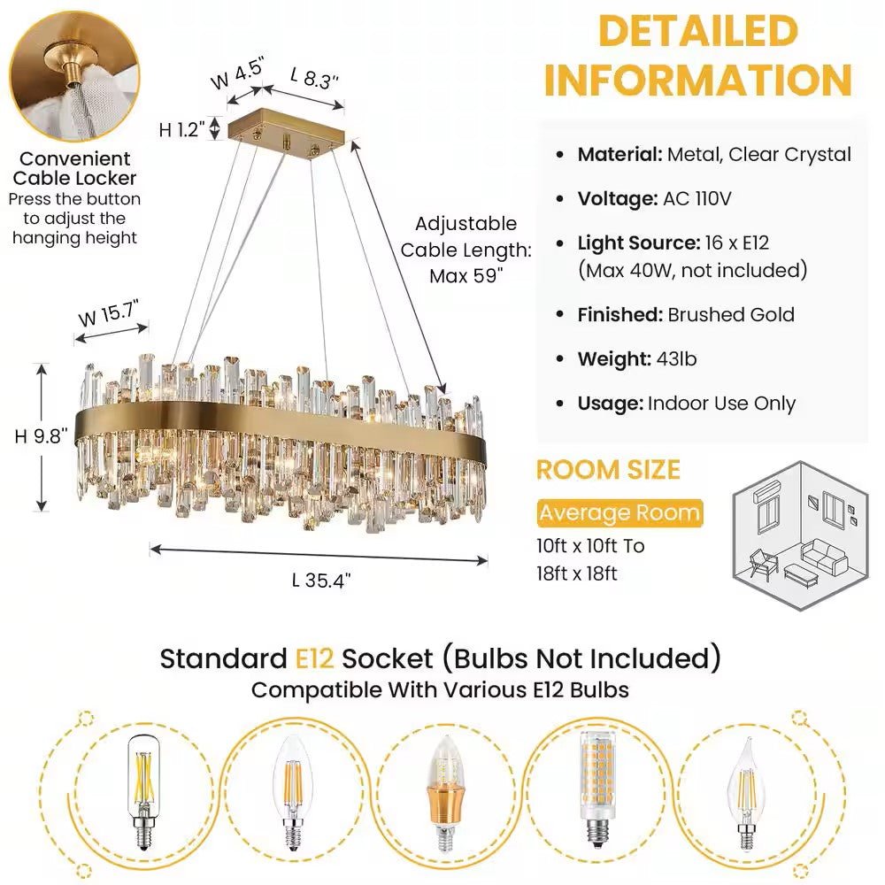 Lam Crystal Oval Chandelier-Nobipets