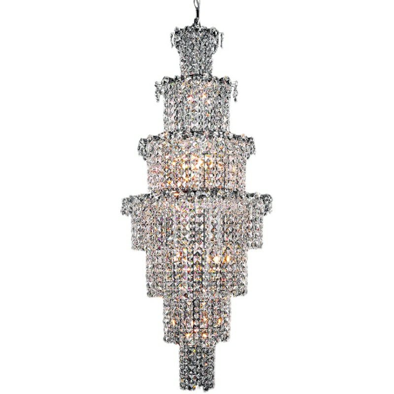 Large Multi-pieces Crystal Chandelier Stylish Ceiling Light Fixture For Foyer Living Room Staircase-Nobipets