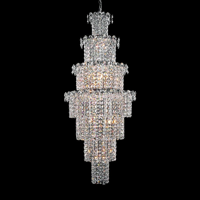 Large Multi-pieces Crystal Chandelier Stylish Ceiling Light Fixture For Foyer Living Room Staircase-Nobipets