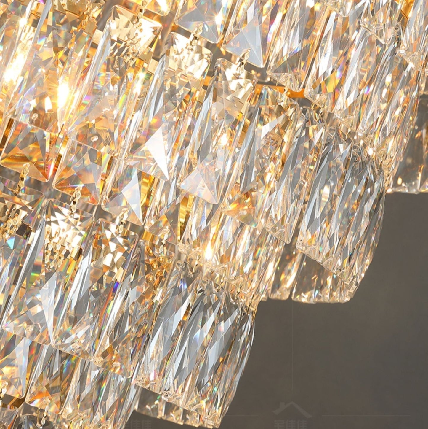 Large Staircase Crystal Chandelier Living Room Ceiling Light Fixture For Hotel Entrance In Gold Finish-Nobipets