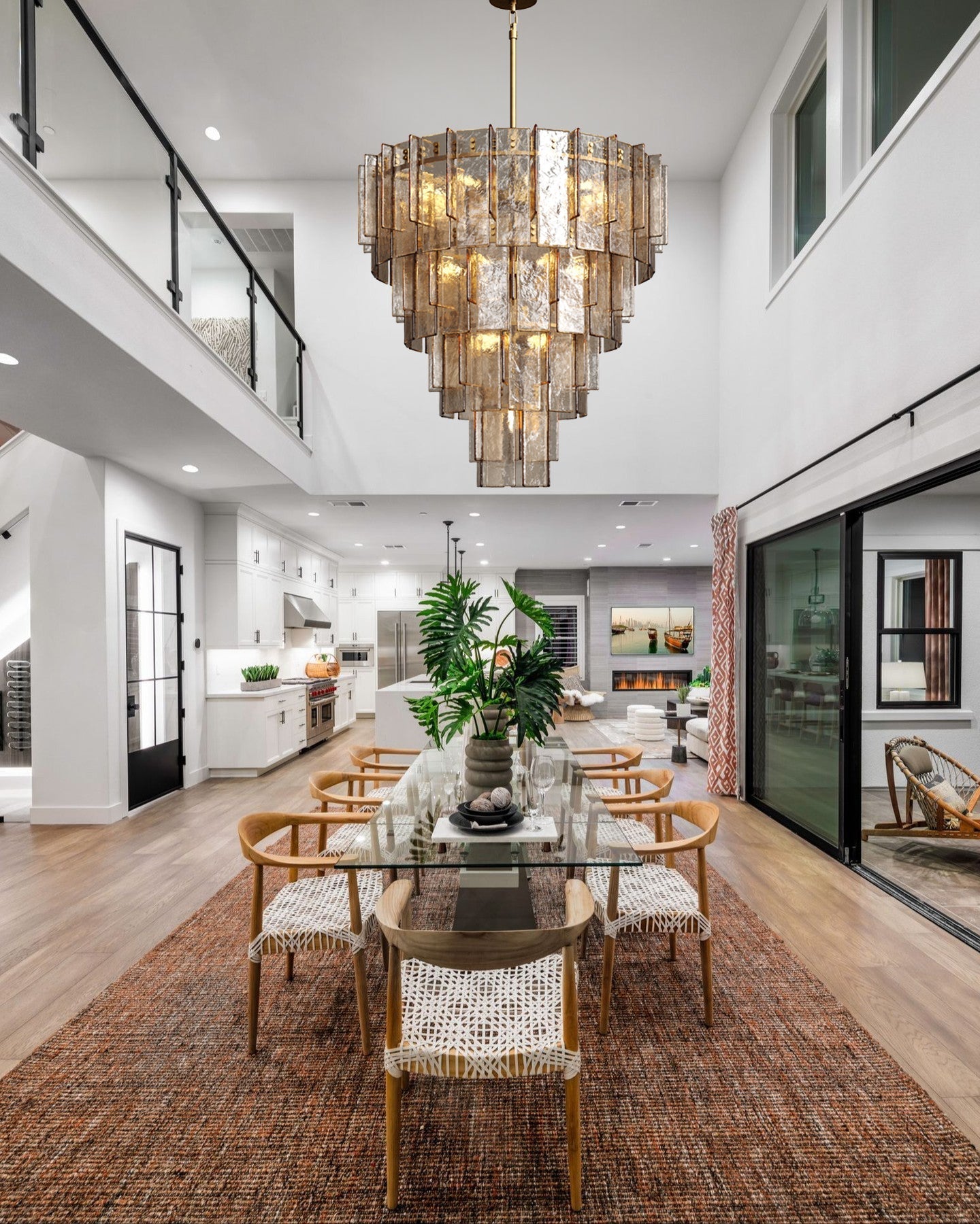 Lattica Glass Tiered Gold Chandelier for Foyer, Living Room, Entryway