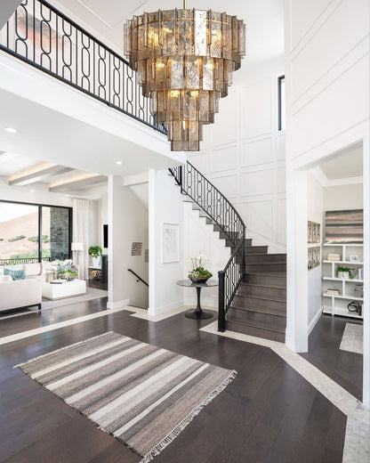 Lattica Glass Tiered Gold Chandelier for Foyer, Living Room, Entryway