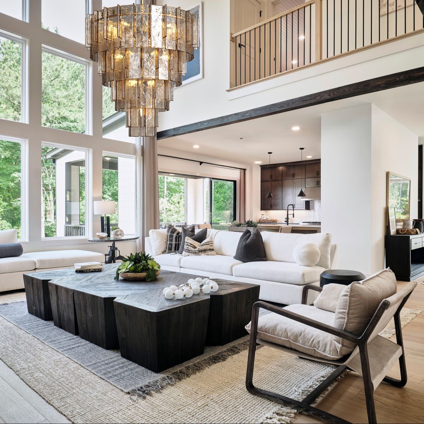 Lattica Glass Tiered Gold Chandelier for Foyer, Living Room, Entryway