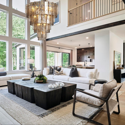 Lattica Glass Tiered Gold Chandelier for Foyer, Living Room, Entryway