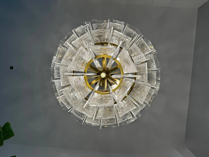 Lattica Glass Tiered Gold Chandelier for Foyer, Living Room, Entryway