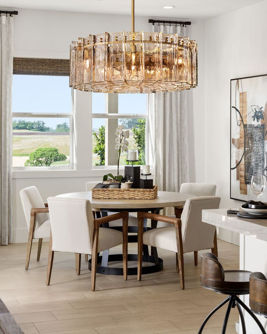 Lattica Smoke Glass Gold Chandelier for Dining Room, Living Room, Bedroom