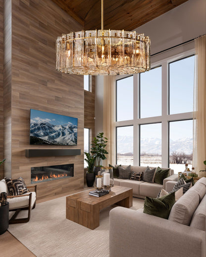 Lattica Smoke Glass Gold Chandelier for Dining Room, Living Room, Bedroom