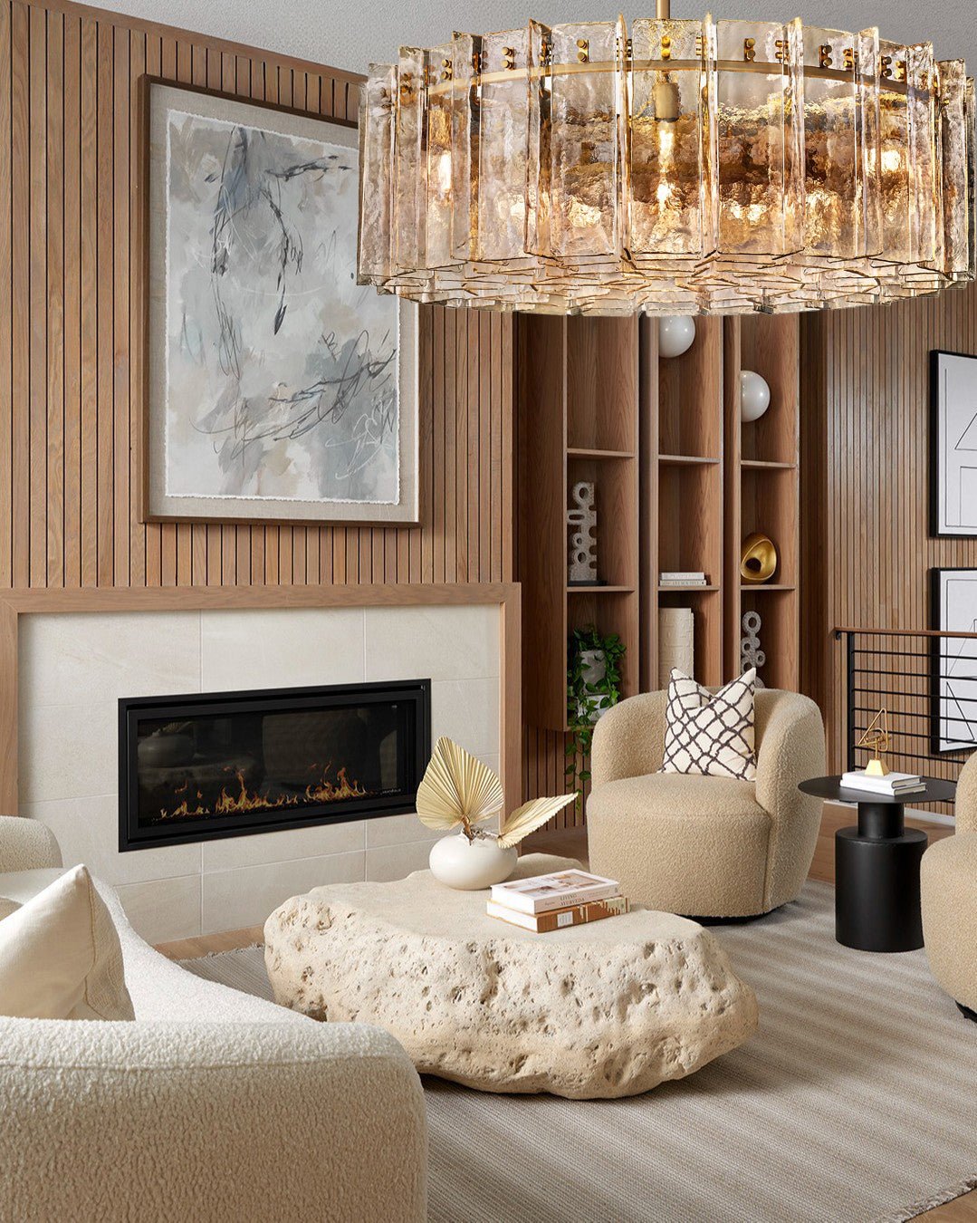 Lattica Smoke Glass Gold Chandelier for Dining Room, Living Room, Bedroom