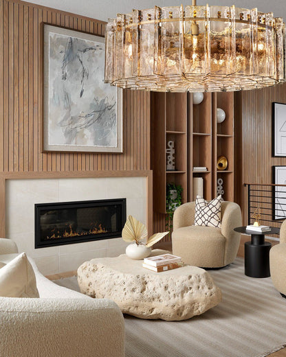 Lattica Smoke Glass Gold Chandelier for Dining Room, Living Room, Bedroom