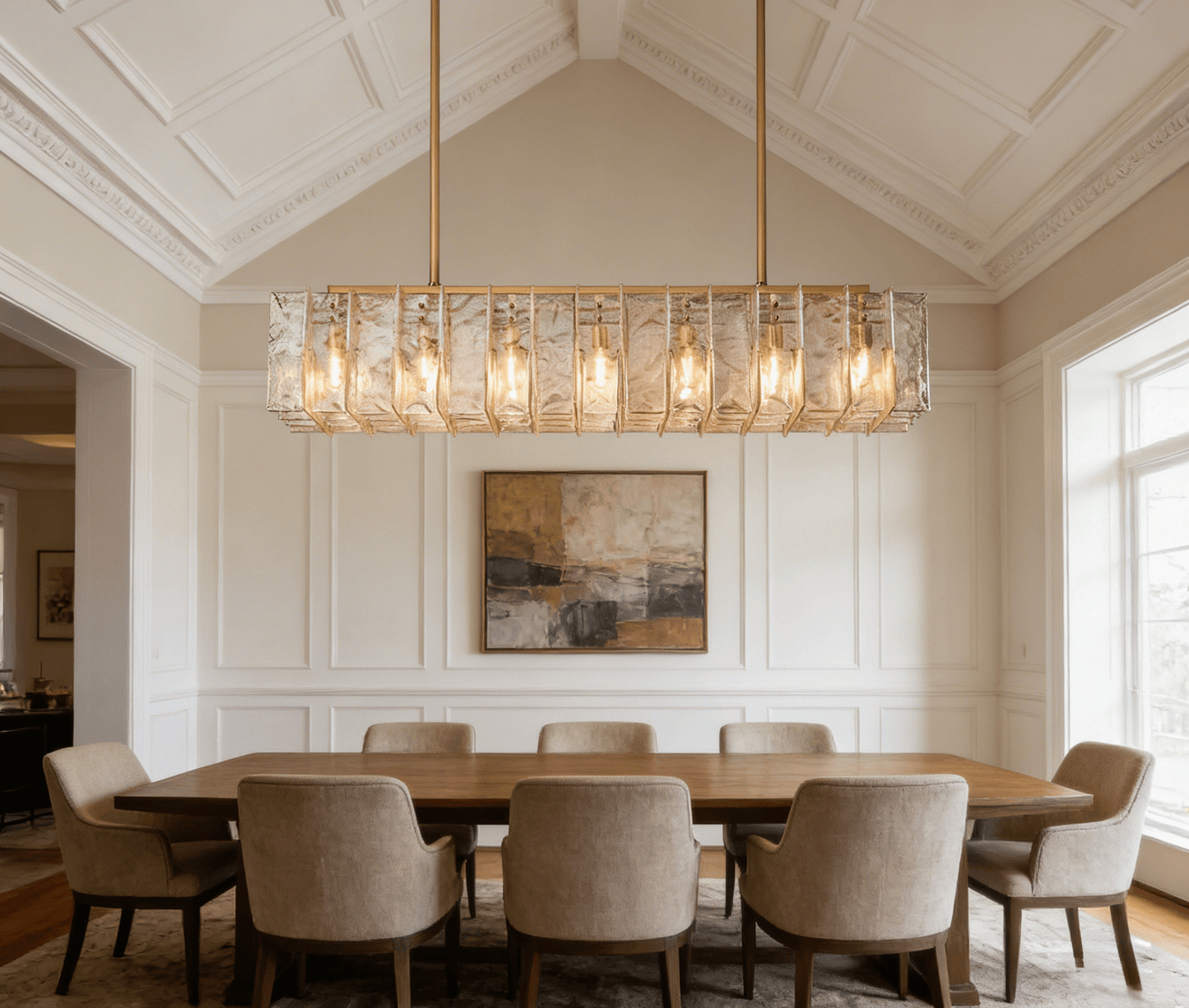 Lattica Smoke Glass Gold Chandelier for Dining Room, Living Room, Kitchen