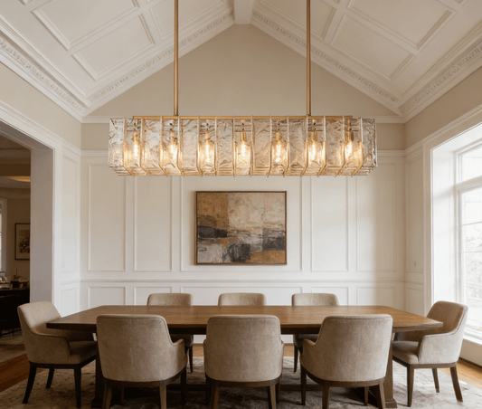 Lattica Smoke Glass Gold Chandelier for Dining Room, Living Room, Kitchen