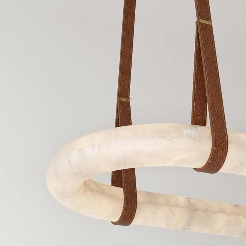 Leathe Circle Alabaster Chandelier-Nobipets