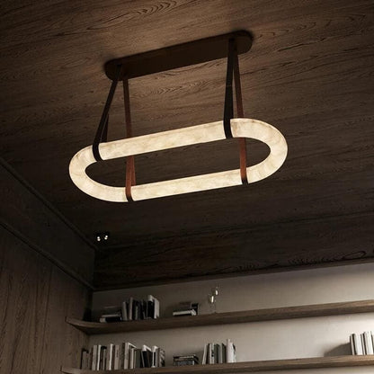 Leathe Circle Alabaster Chandelier-Nobipets